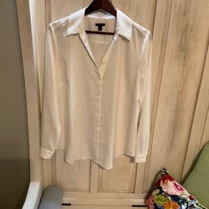 Ann Taylor Winter White Luxury Blouse | Size L $35